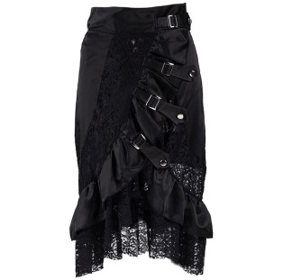חצאית סטימפאנק שחורה עם רצועות