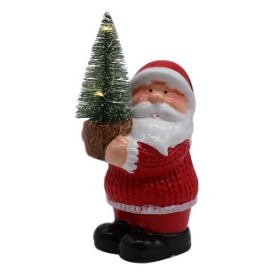 פסלון סנטה מחזיק עץ אשוח עם תאורה