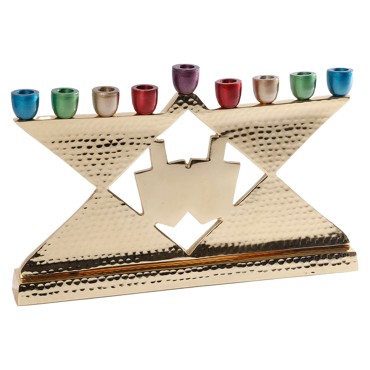 חנוכיה אלומניום קנה צבעוני בצבע זהב