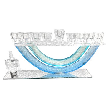 חנוכיית קריסטל סביבון תכלת