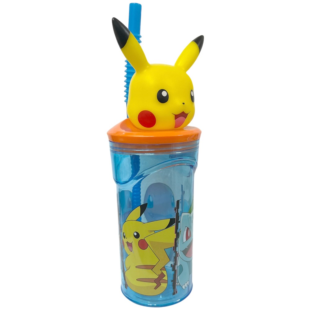כוס עם קש ודמות 3D - פיקאצ'ו כוס עם קש ודמות 3D - פיקאצ'ו