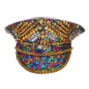 כובע פסטיבל בשילוב אבנים צבעוניות
