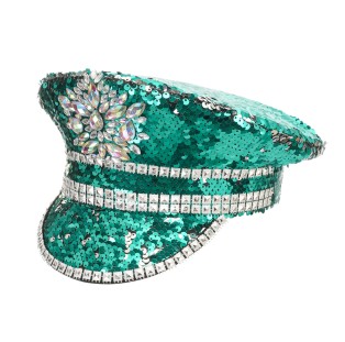 כובע פסטיבל טורקיז בשילוב אבנים