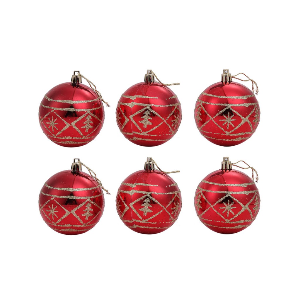 6 כדורים מעוטרים עץ אשוח 6 כדורים מעוטרים עץ אשוח