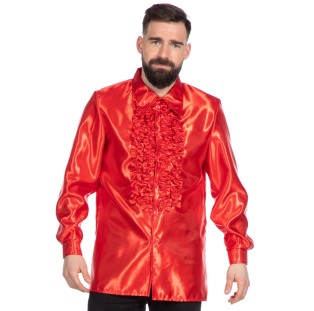 חולצת סאטן יוקרתית בצבע אדום