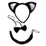 סט אוזניים חתול שחור