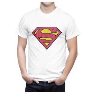 חולצת סופרמן לוגו לבנה