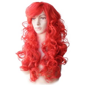 פאה גלית עם פוני בצבע אדום