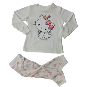 פיג'מה הלו קיטי לבנה לילדות