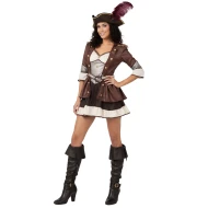 תחפושת שמלת פיראטית דלוקס חומה