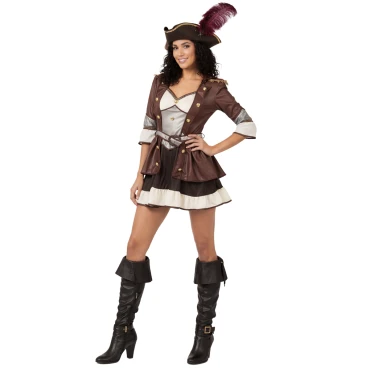תחפושת שמלת פיראטית דלוקס חומה