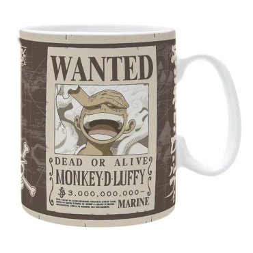 ספל לבן וואן פיס - Luffy Wanted