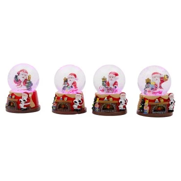 כדור שלג קטן לכריסמס עם סאונד ותאורה - סנטה ומתנות