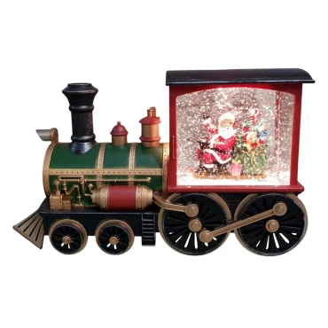 פסלון כריסמס סנטה בקרון עם תאורה פסלון כריסמס סנטה בקרון עם תאורה