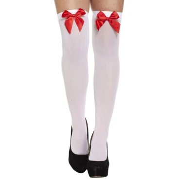 גרבי ברך לבנות עם פפיון אדום