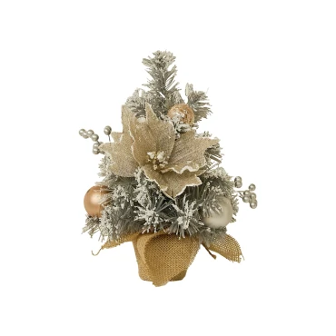עץ אשוח קטן עם תחתית קנבס וקישוטים מוזהבים - 30 ס״מ