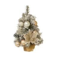 עץ אשוח קטן עם תחתית קנבס וקישוטים מוזהבים - 45 ס״מ