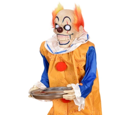 בובת האלווין ליצן צבעוני עם מגש לתפאורה 