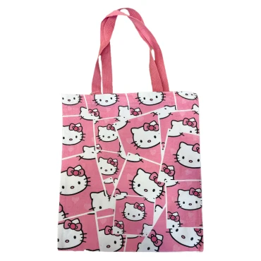 תיק בד הלו קיטי פרצופים רקע ורוד