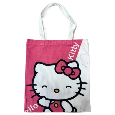 תיק בד הלו קיטי ורוד לבן