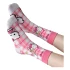 גרביים מעוצבים הלו קיטי משבצות ורוד לבן