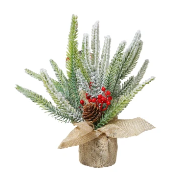 עציץ קנבס מושלג עם הצטרובלים - 20 ס״מ