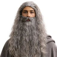 פאה אפורה מתולתלת עם זקן