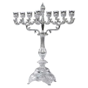 חנוכיית מתכת בציפוי כרום מוכסף