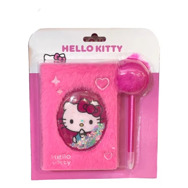 יומן פרווה עם עט פונפון הלו קיטי