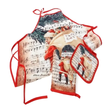 3 חלקים למטבח סינר+כפפה+תחתית לסיר