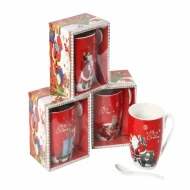 מאג וכפית פורצלן באריזת מתנה 4 בקרטון