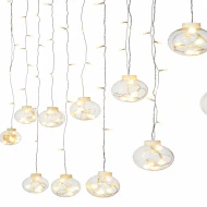 וילון כדורי זכוכית 24 שריגים תאורה חמה 216LED כבל מוביל 5 מטר cm cm (460X100 ס"מ)