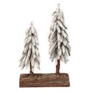 פסלון עצי כריסמס על בול עץ - 40 ס״מ