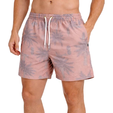 בגד ים קצר בהדפס טרופי בגוון ורוד