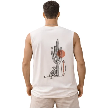 גופיית גבר לבנה עם הדפס קקטוס וגלשן