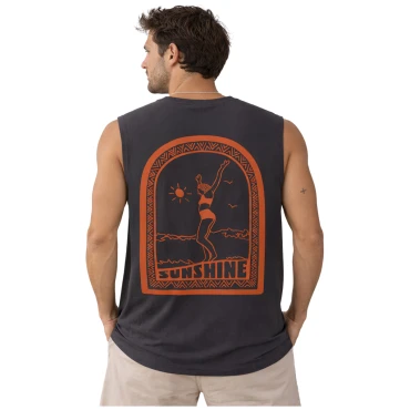 גופיית גבר אפורה Sunshine עם הדפס כתום