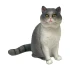 פסלון חתול אפור לבן