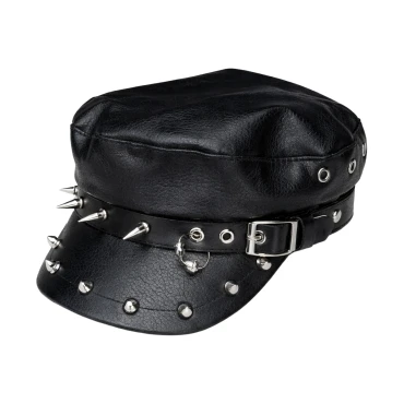 כובע דמוי עור עם ניטים 