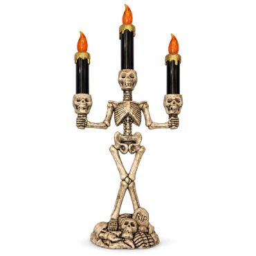 פמוט שלד דקורטיבי עם 3 נרות להאלווין