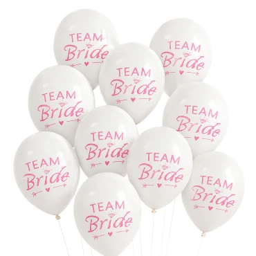 מארז 10בלונים למסיבת רווקות בצבע לבן - Team Bride