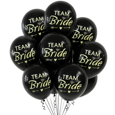 מארז 10בלונים למסיבת רווקות בצבע שחור - Team Bride