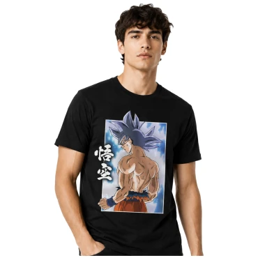 חולצת דרגון בול סופר שחורה גוקו במסגרת  Ultra Instinct
