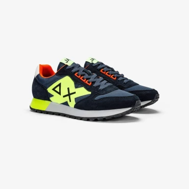 נעלי סניקרס לגבר SUN68 JAKI FLUO - Navy Blue