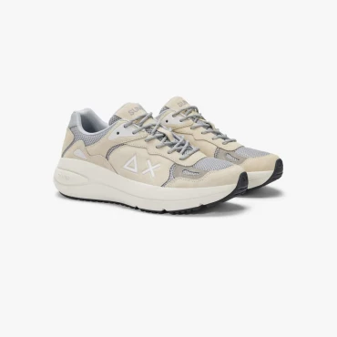 נעלי סניקרס לגבר SUN68 JUPITER SUEDE BIANCO PANNA