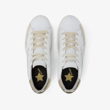 נעלי סניקרס לגבר SUN68 KATY LEATHER WHITE/GOLD
