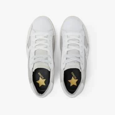 נעלי סניקרס לאישה SUN68 KATY LEATHER BIANCO/ARGENTO