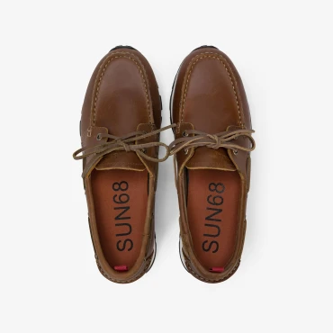 מוקסינים לגבר SUN68 TOM BARCA LEATHER- BROWN