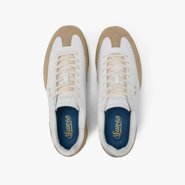 נעלי סניקרס לגבר SUN68 CALIFORNIA SUN LEATHER- WHITE/BEIGE