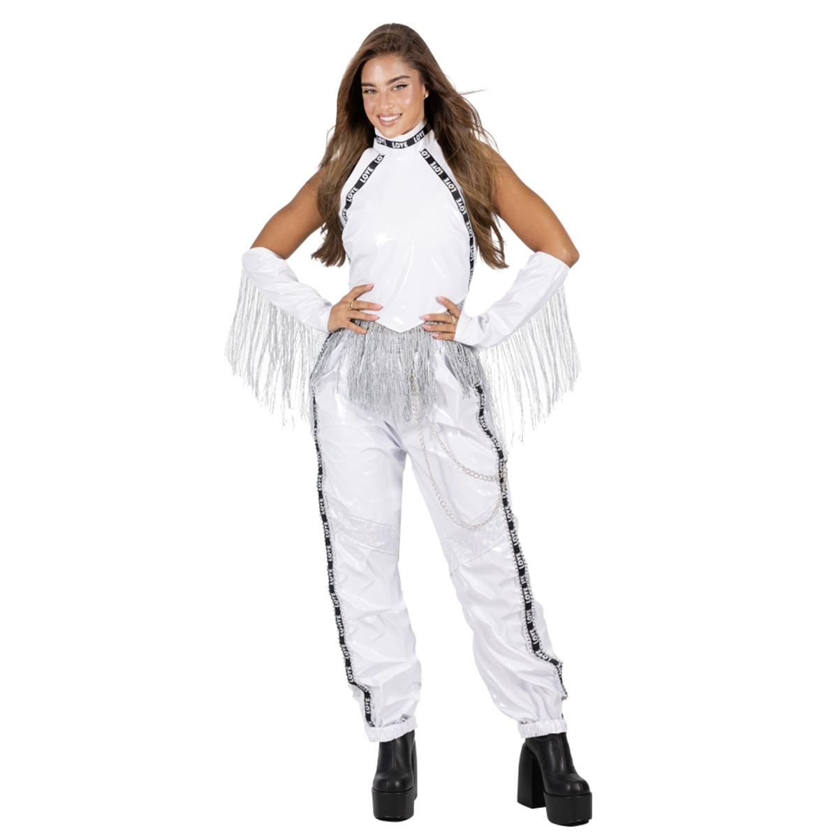 תחפושת נועה קירל לבנה מבריקה לילדות