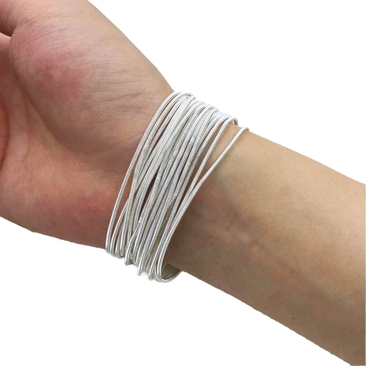 חבילת 12 צמידי קפיץ מתכת - כסף